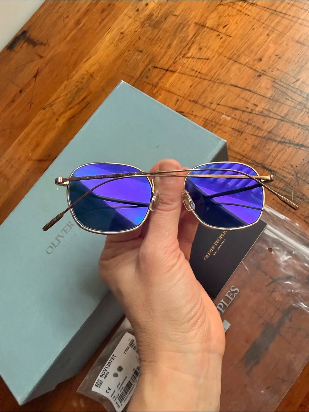 Oliver Peoples Adès Sunglasses OV1307ST Gold Titanium Frame Lenses G15 Goldtone